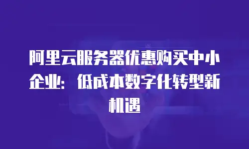阿里云服务器优惠购买中小企业：低成本数字化转型新机遇