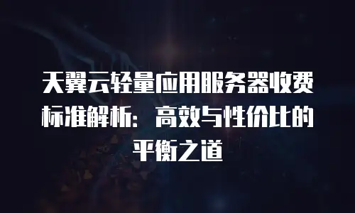 天翼云轻量应用服务器收费标准解析：高效与性价比的平衡之道