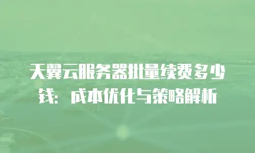 天翼云服务器批量续费多少钱：成本优化与策略解析