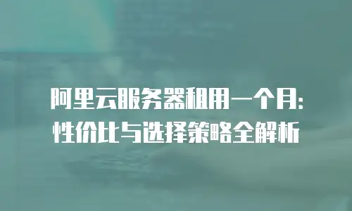 阿里云服务器租用一个月：性价比与选择策略全解析