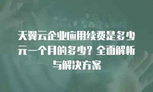 天翼云企业应用续费是多少元一个月的多少？全面解析与解决方案