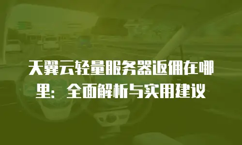 天翼云轻量服务器返佣在哪里：全面解析与实用建议