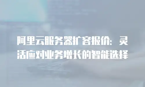 阿里云服务器扩容报价：灵活应对业务增长的智能选择