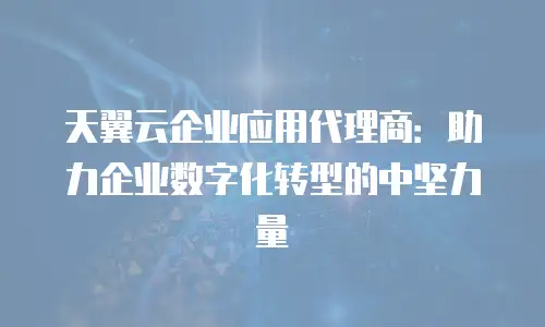 天翼云企业应用代理商：助力企业数字化转型的中坚力量