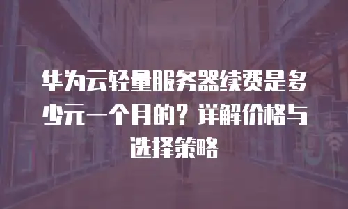 华为云轻量服务器续费是多少元一个月的？详解价格与选择策略