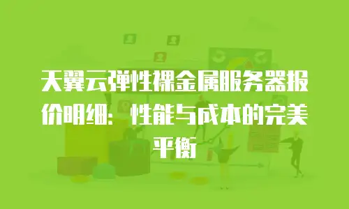 天翼云弹性裸金属服务器报价明细：性能与成本的完美平衡
