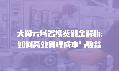 天翼云域名续费佣金解析：如何高效管理成本与收益