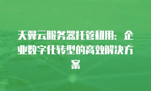 天翼云服务器托管租用：企业数字化转型的高效解决方案