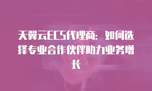 天翼云ECS代理商：如何选择专业合作伙伴助力业务增长