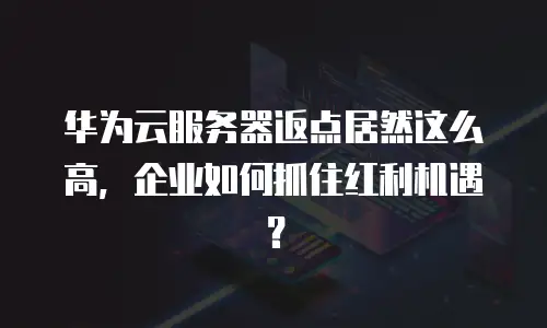 华为云服务器返点居然这么高，企业如何抓住红利机遇？