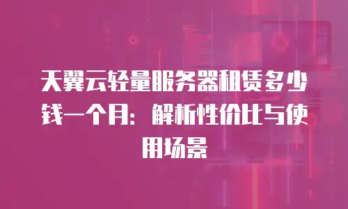 天翼云轻量服务器租赁多少钱一个月：解析性价比与使用场景