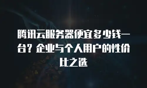 腾讯云服务器便宜多少钱一台？企业与个人用户的性价比之选