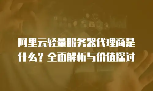阿里云轻量服务器代理商是什么？全面解析与价值探讨