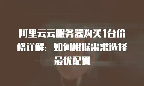 阿里云云服务器购买1台价格详解：如何根据需求选择最优配置