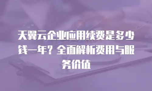 天翼云企业应用续费是多少钱一年？全面解析费用与服务价值