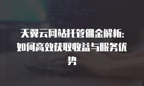 天翼云网站托管佣金解析：如何高效获取收益与服务优势