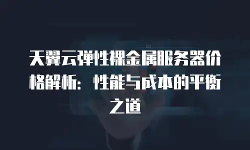 天翼云弹性裸金属服务器价格解析：性能与成本的平衡之道
