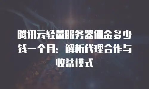 腾讯云轻量服务器佣金多少钱一个月：解析代理合作与收益模式