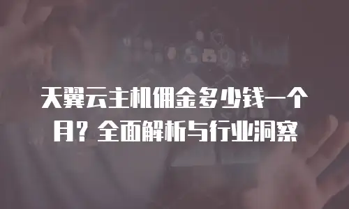 天翼云主机佣金多少钱一个月？全面解析与行业洞察