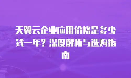 天翼云企业应用价格是多少钱一年？深度解析与选购指南
