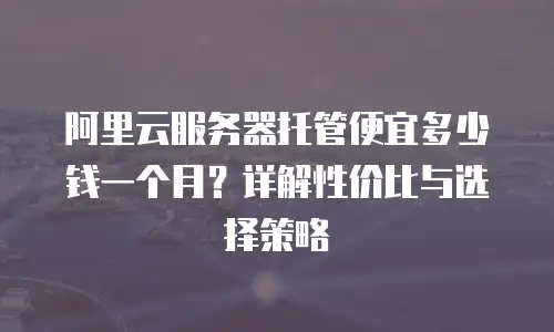 阿里云服务器托管便宜多少钱一个月？详解性价比与选择策略