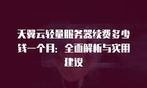 天翼云轻量服务器续费多少钱一个月：全面解析与实用建议