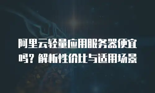 阿里云轻量应用服务器便宜吗？解析性价比与适用场景