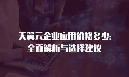 天翼云企业应用价格多少：全面解析与选择建议