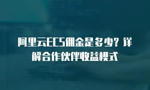 阿里云ECS佣金是多少？详解合作伙伴收益模式