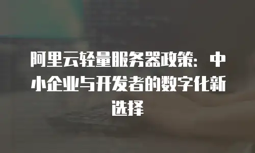 阿里云轻量服务器政策：中小企业与开发者的数字化新选择