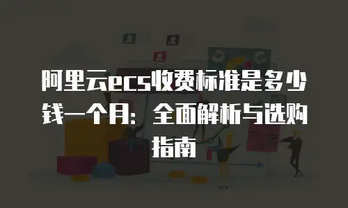 阿里云ecs收费标准是多少钱一个月：全面解析与选购指南