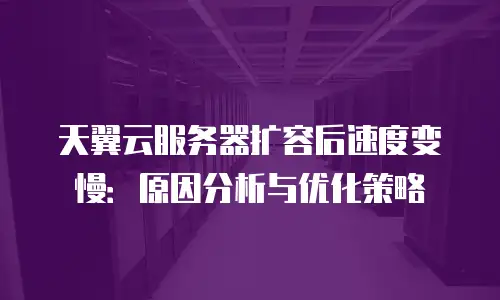 天翼云服务器扩容后速度变慢：原因分析与优化策略
