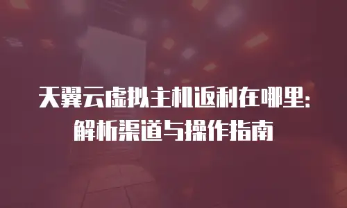 天翼云虚拟主机返利在哪里：解析渠道与操作指南