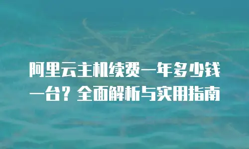 阿里云主机续费一年多少钱一台？全面解析与实用指南