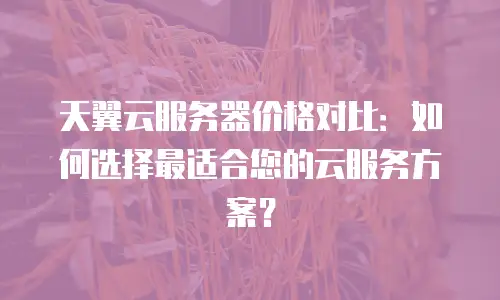 天翼云服务器价格对比：如何选择最适合您的云服务方案？
