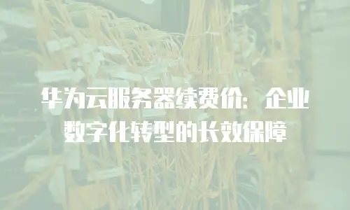华为云服务器续费价：企业数字化转型的长效保障