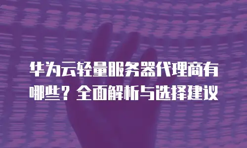 华为云轻量服务器代理商有哪些？全面解析与选择建议