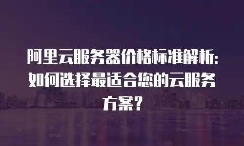 阿里云服务器价格标准解析：如何选择最适合您的云服务方案？