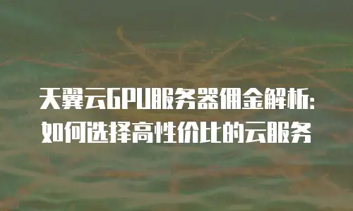 天翼云GPU服务器佣金解析：如何选择高性价比的云服务