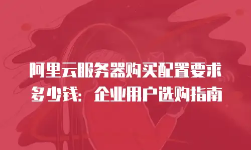 阿里云服务器购买配置要求多少钱：企业用户选购指南