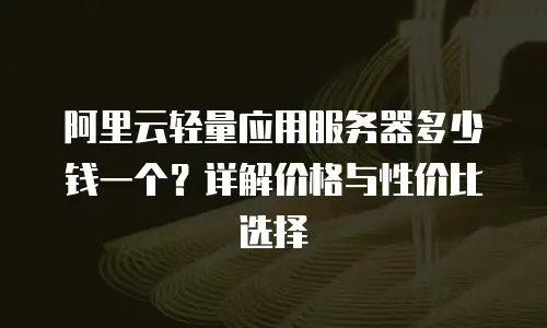 阿里云轻量应用服务器多少钱一个？详解价格与性价比选择