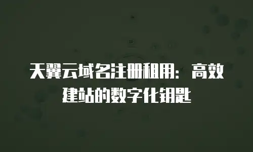 天翼云域名注册租用：高效建站的数字化钥匙