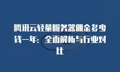腾讯云轻量服务器佣金多少钱一年：全面解析与行业对比