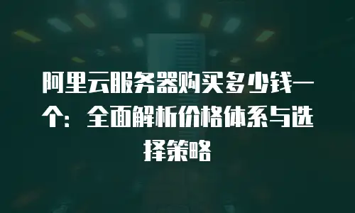 阿里云服务器购买多少钱一个：全面解析价格体系与选择策略