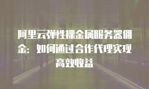 阿里云弹性裸金属服务器佣金：如何通过合作代理实现高效收益