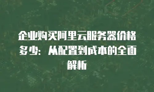 企业购买阿里云服务器价格多少：从配置到成本的全面解析