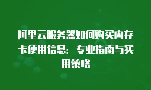 阿里云服务器如何购买内存卡使用信息：专业指南与实用策略