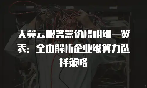 天翼云服务器价格明细一览表：全面解析企业级算力选择策略