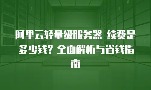 阿里云轻量级服务器 续费是多少钱？全面解析与省钱指南