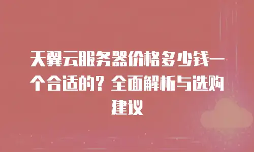 天翼云服务器价格多少钱一个合适的？全面解析与选购建议
